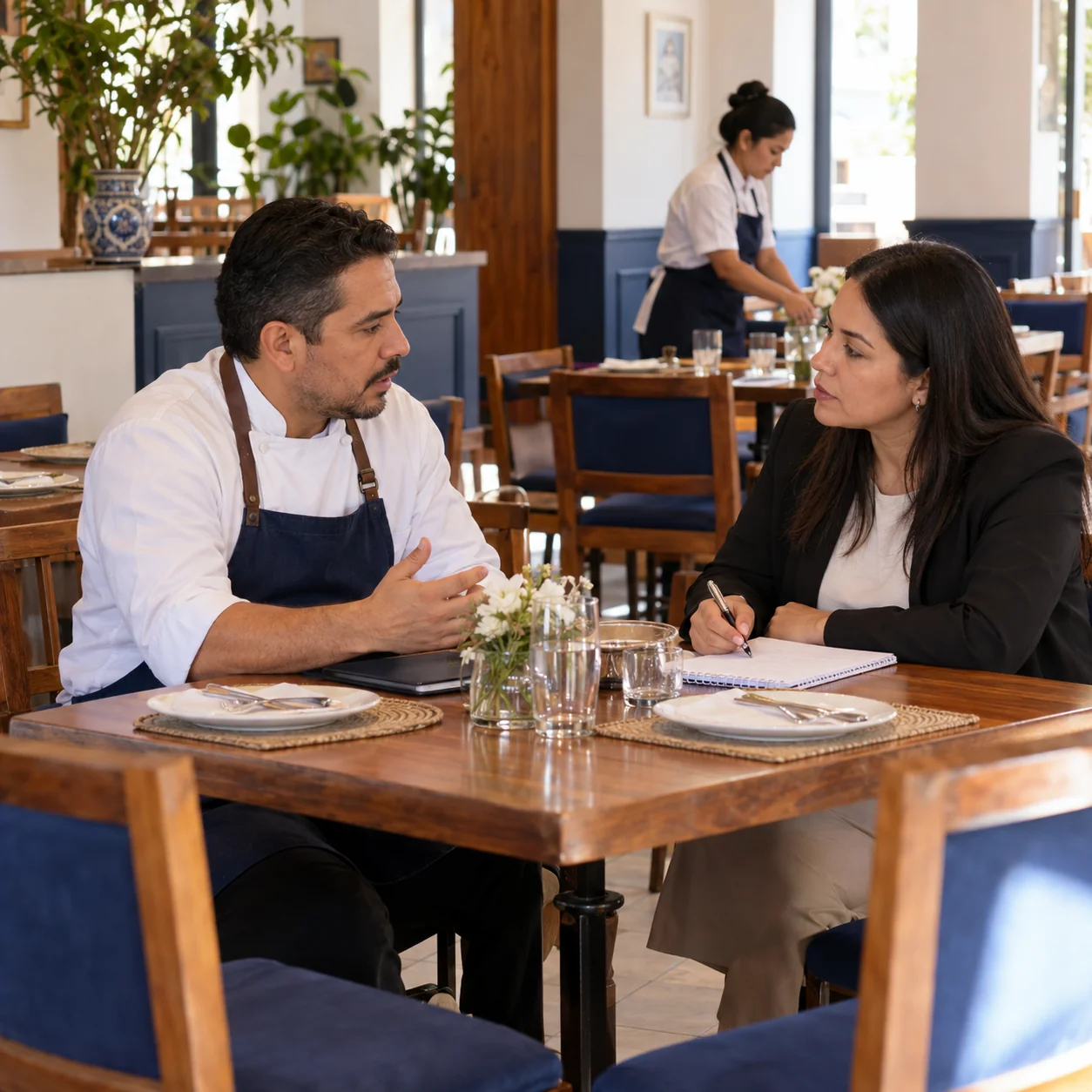 Imagen ilustrativa de una conversación de selección en un restaurante